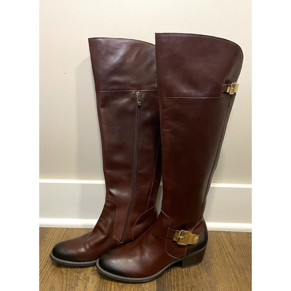 VINCE CAMUTO Bocca Chestnut Brown Leather Over-the-Knee Riding Boots Sz 10